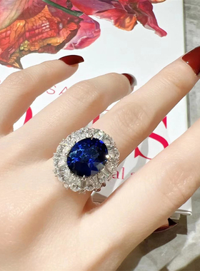 高级感彩宝贵妇气质小众设计ins百搭时尚蓝宝石锆石指环开口抖音