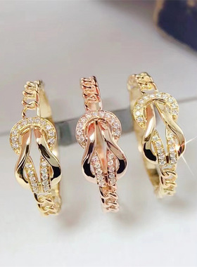 小清新简约戒指女开口马蹄扣食指戒时尚个性小众轻奢高级气质百搭