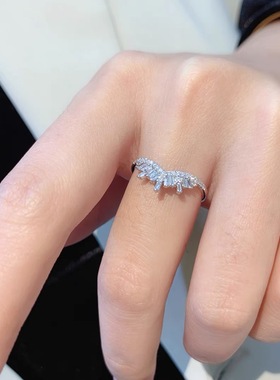 皇冠羽毛戒指ins日韩风