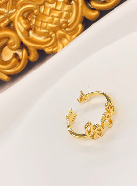字母LOVE可调节开口戒小众个性戒指女网红时尚轻奢指环简约食指戒