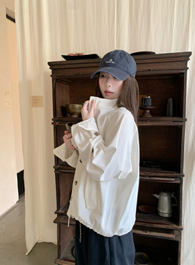 HVIVI 3.23/20:00 春季新款休闲感100棉短款抽绳夹克外套女款