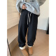 HVIVI冬季 女束脚宽松慵懒显瘦保暖小脚休闲裤 加厚美式 直筒卫裤