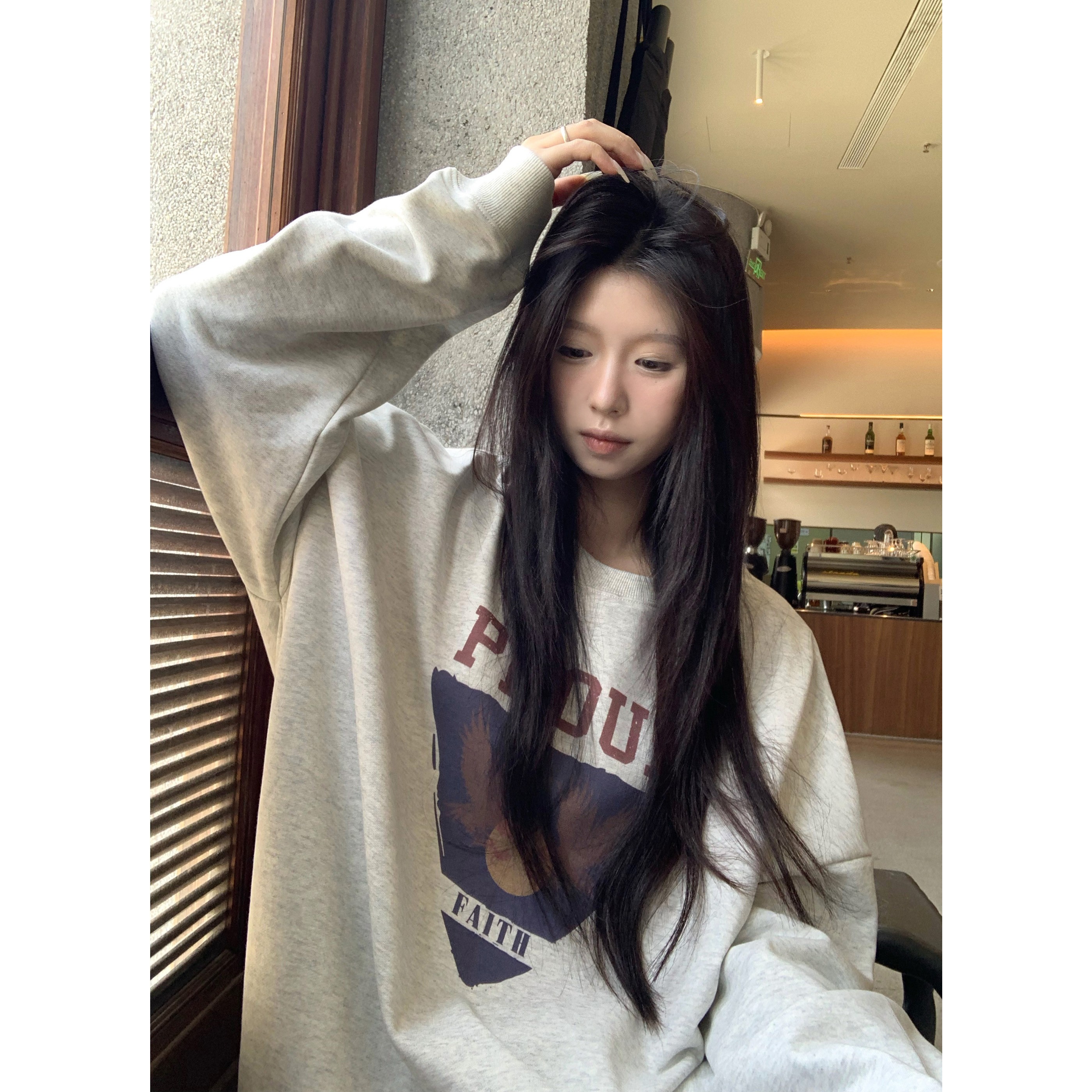 美式印花圆领休闲卫衣