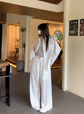 HVIVI轻盈干爽莱赛尔凉凉阔腿裤女宽松直筒高腰显瘦休闲防晒长裤