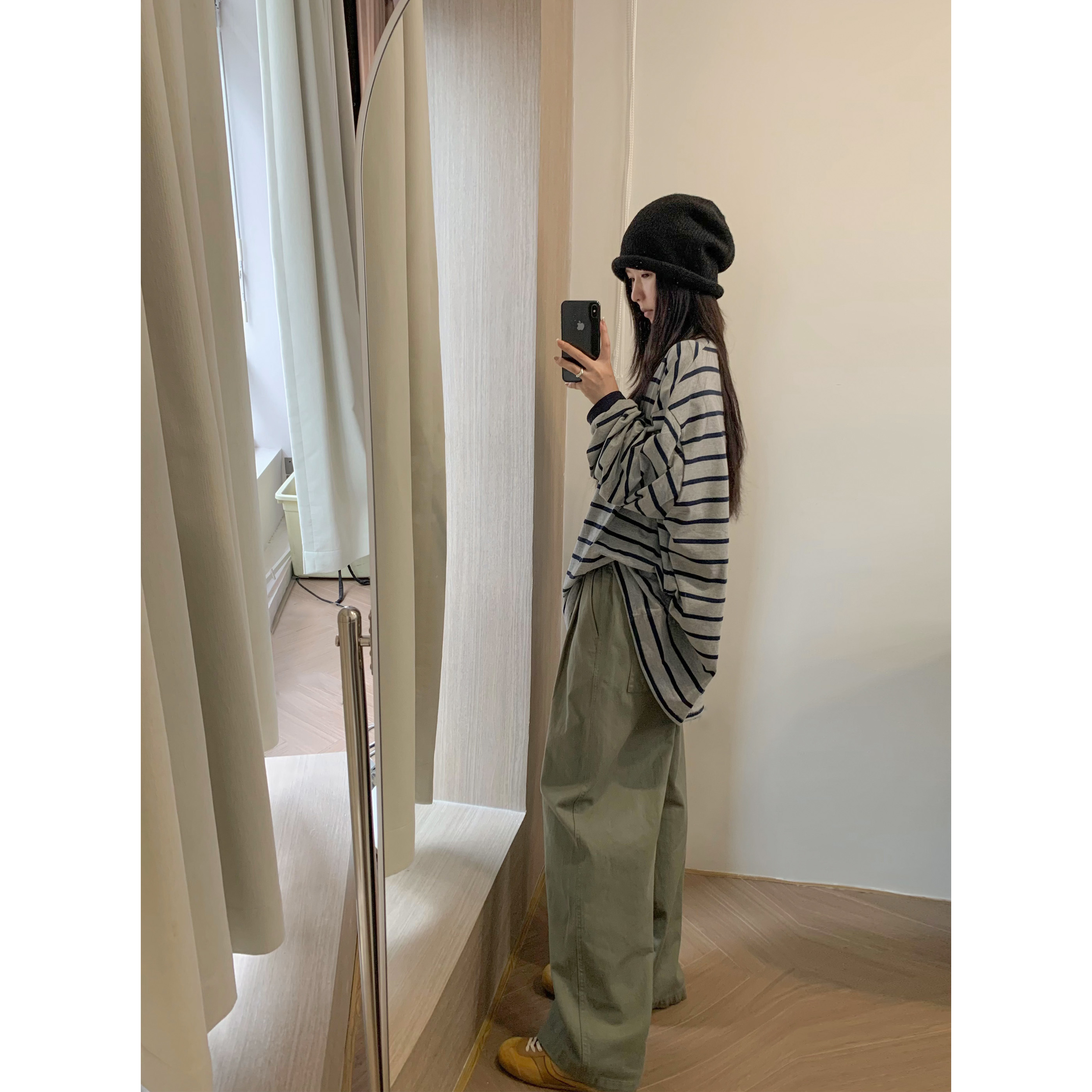 酵洗工艺宽松直筒全棉休闲阔腿裤