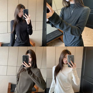 内搭T恤上衣 弹力长袖 HVIVI秋冬bi入刚需基础百搭高领打底衫 女修身