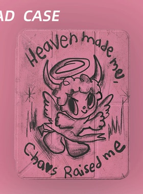 原创小众可爱恶魔iPad2025新款11代苹果Air7防弯Y折ipad壳三折第9代平板壳11寸Pro亚克力适用mini7带笔槽