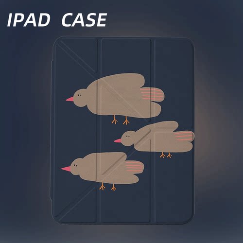 原创简约棕鸟齐飞iPad2025新款11代苹果Air7防弯Y折ipad壳三折第9代平板壳11寸Pro亚克力适用mini7带笔槽