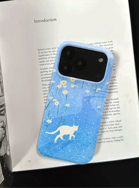 原创小众蓝梦小猫iPhone17pro手机壳磁吸16p软壳亮面14半包壳苹果15promax全包磨砂硬壳适用三星s24S25