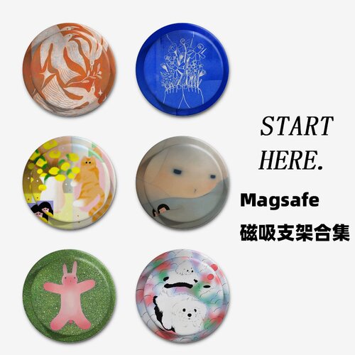 橙红群鸟合集Magsafe磁吸手机气囊支架适用苹果吸附伸缩磨砂拆卸