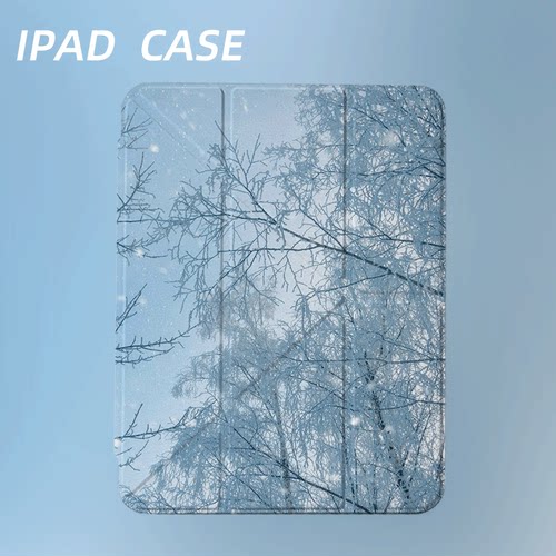 原创氛围感雾凇落雪iPad2025新款11代苹果Air7防弯Y折ipad壳三折第9代平板壳11寸Pro亚克力适用mini7带笔槽