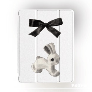 原创小众蝴蝶结与兔iPad11代2026新款 苹果air8三折防弯保护套适用于Pro11寸air6平板壳亚克力mini7带笔槽