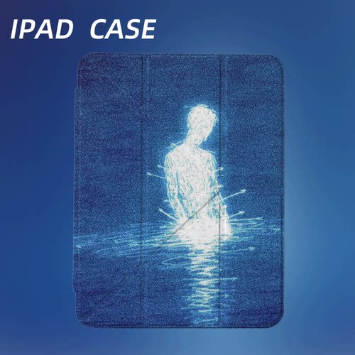 原创艺术水中光影iPad2025新款11代苹果Air7防弯Y折ipad壳三折第9代平板壳11寸Pro亚克力适用mini7带笔槽