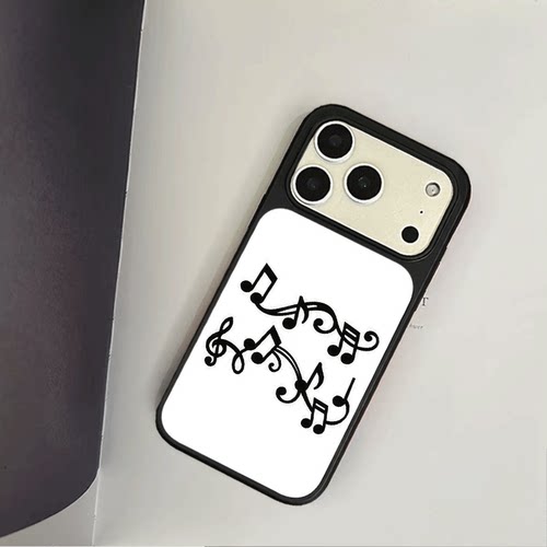 原创简约灵动音符iPhone17pro手机壳磁吸16promax软壳13磨砂大孔壳苹果15pro艺术全包黑边软壳适用14p晶瓷