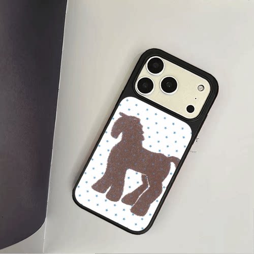 原创小众蓝星骏马iPhone17pro手机壳磁吸16promax软壳13磨砂大孔壳苹果15pro艺术全包黑边软壳适用14p晶瓷