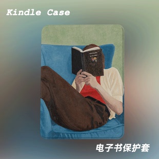 看书油画适用kindle7代电子书保护套kpw123软壳958全包防摔带休眠