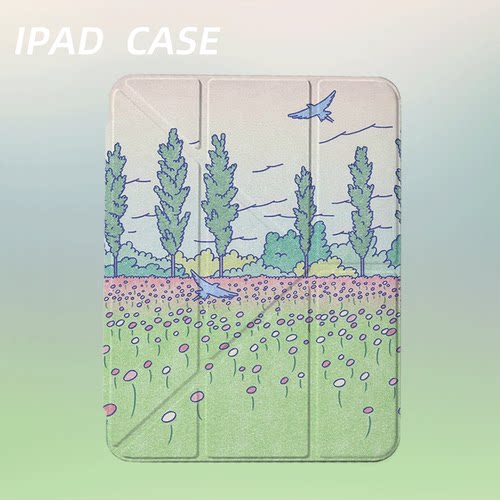 原创氛围感郊野飞鸟iPad2025新款11代苹果Air7防弯Y折ipad壳三折第9代平板壳11寸Pro亚克力适用mini7带笔槽
