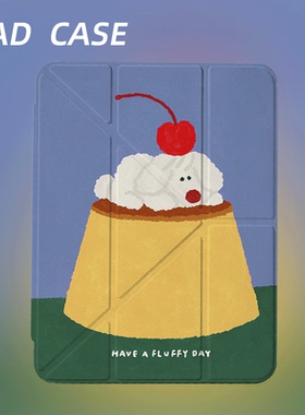 原创小众布丁小狗iPad2025新款11代苹果Air7防弯Y折ipad壳三折第9代平板壳11寸Pro亚克力适用mini7带笔槽