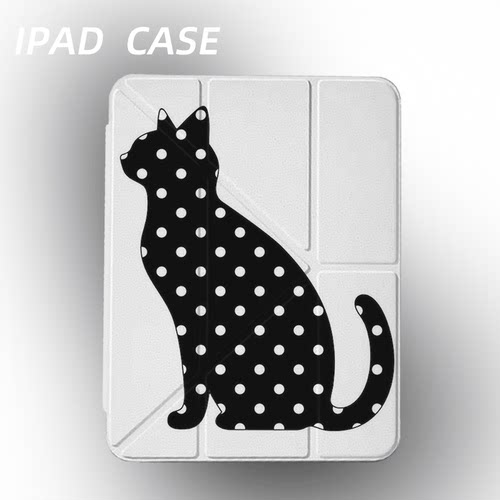 原创简约波点坐猫iPad2025新款11代苹果Air7防弯Y折ipad壳三折第9代平板壳11寸Pro亚克力适用mini7带笔槽
