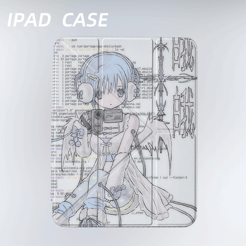 原创小众蓝色少女iPad11代2025新款苹果Air7Y折三折防弯保护套2021九代平板壳11寸Pro亚克力适用mini7带笔槽