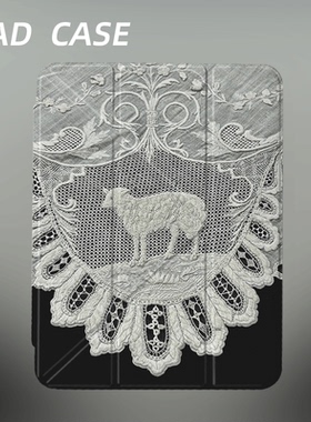原创小众中古风小羊iPad2025新款11代苹果Air7防弯Y折ipad壳三折第九代平板壳11寸Pro亚克力适用mini7带笔槽