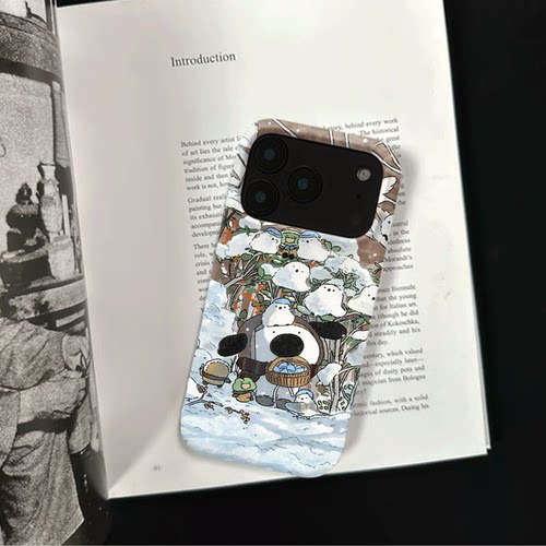 原创可爱雪日欢聚iPhone17pro手机壳磁吸16p软壳亮面14半包壳苹果15promax全包磨砂硬壳适用三星s24S25