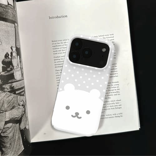 原创简约波点白熊iPhone17pro手机壳磁吸16p软壳亮面14半包壳苹果15promax全包磨砂硬壳适用三星s24S25