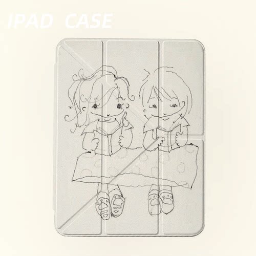 原创简约共读伙伴iPad2025新款11代苹果Air7防弯Y折ipad壳三折第9代平板壳11寸Pro亚克力适用mini7带笔槽