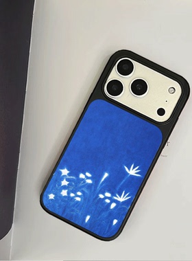 原创夜野星芒iPhone17pro手机壳磁吸16promax软壳13磨砂大孔壳苹果15pro艺术全包黑边软壳适用14p晶瓷