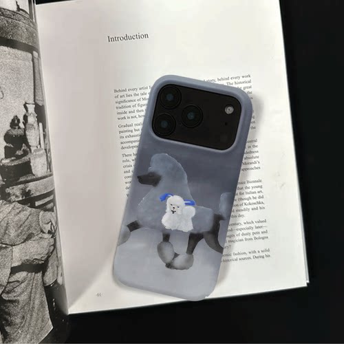 原创氛围感灰底贵宾iPhone18pro手机壳磁吸17p软壳亮面15半包壳苹果14promax全包磨砂硬壳适用三星s24S25