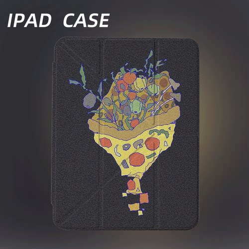 原创艺术披萨花束iPad2025新款11代苹果Air7防弯Y折ipad壳三折第9代平板壳11寸Pro亚克力适用mini7带笔槽