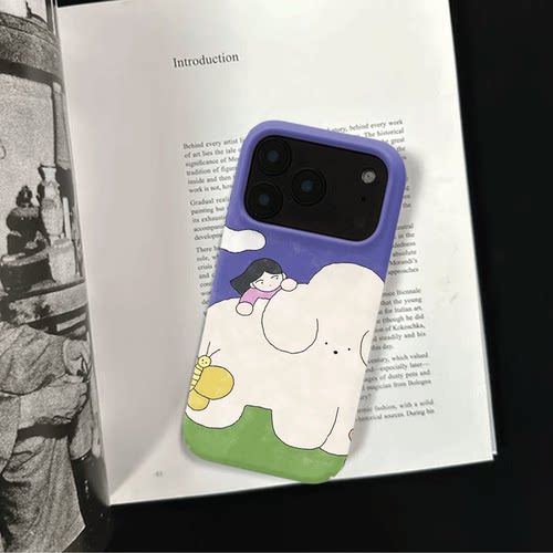 原创可爱云团白犬iPhone17pro手机壳磁吸16p软壳亮面14半包壳苹果15promax全包磨砂硬壳适用三星s24S25