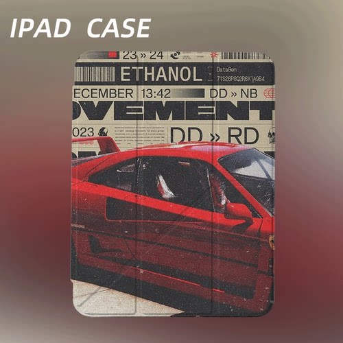 原创复古复古红跑iPad2025新款11代苹果Air7防弯Y折ipad壳三折第9代平板壳11寸Pro亚克力适用mini7带笔槽
