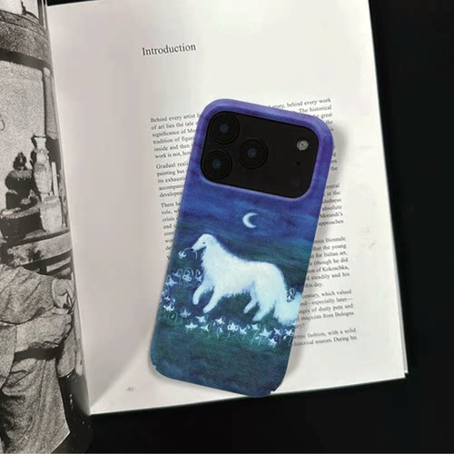 原创氛围感月夜灵犬iPhone18pro手机壳磁吸17p软壳亮面15半包壳苹果14promax全包磨砂硬壳适用三星s24S25