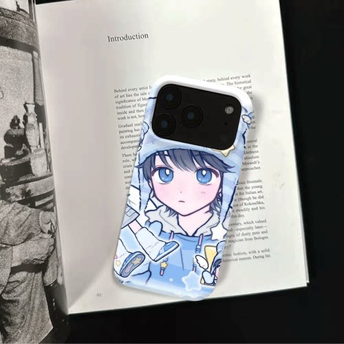 原创可爱熊帽天使iPhone17pro手机壳磁吸16p软壳亮面14半包壳苹果15promax全包磨砂硬壳适用三星s24S25