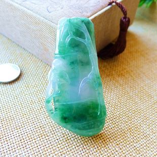 缅甸天然A货翡翠挂件冰种飘花节节高平安玉竹节吊坠玉石首饰珠宝