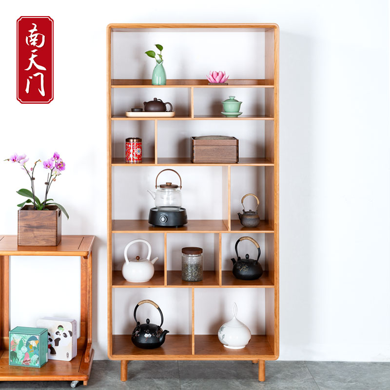 南天门家具北美红樱桃6层书架实木博古架茶具收纳柜实木茶叶柜