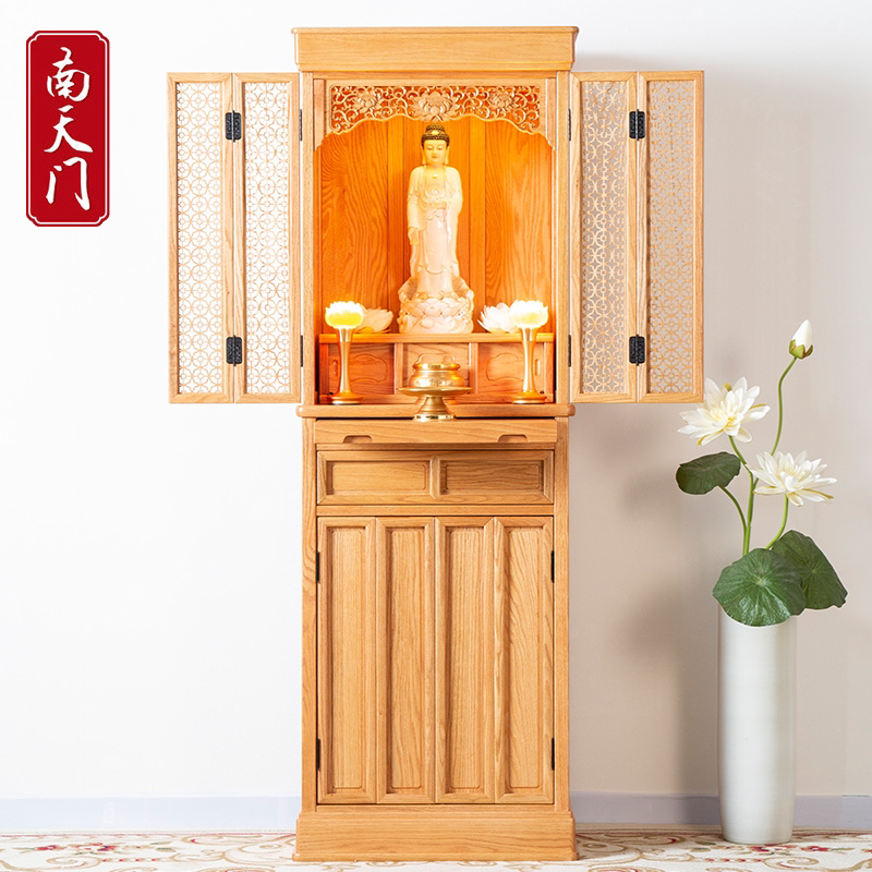 南天门红橡唐式实木佛柜双门带灯观音菩萨供奉柜简约佛龛神台图片