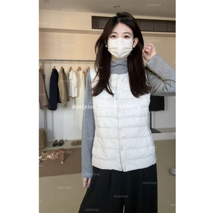 庄不腻秋冬新款 轻薄羽绒马甲百搭保暖白鸭绒外套内搭搭档 沉溺