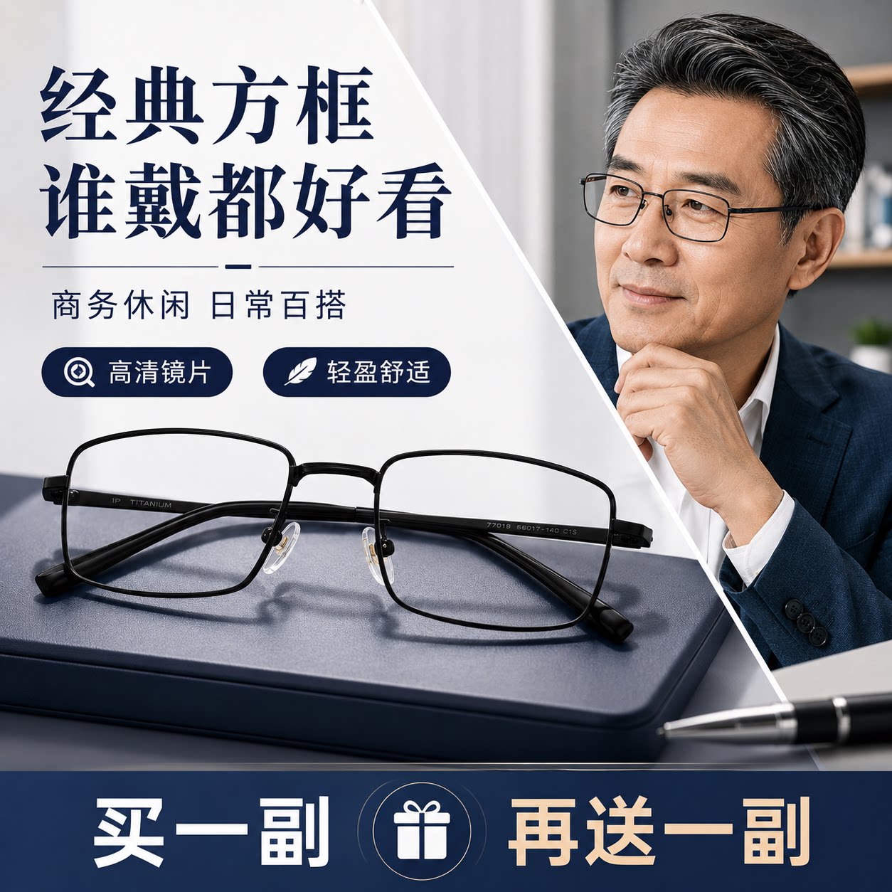防蓝光抗疲劳高清男士老花眼镜