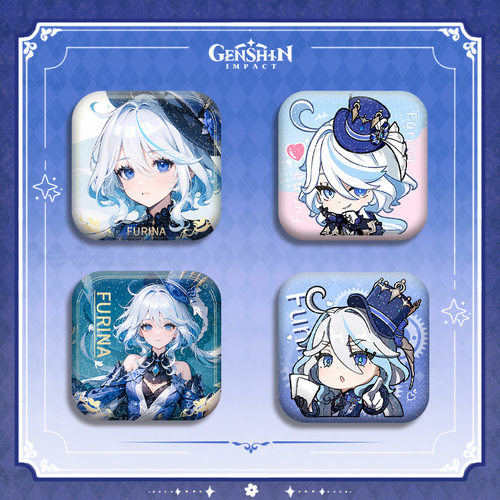 原神芙卡洛斯方形徽章水神吧唧芙宁娜周边挂件立牌pp夹摇摇乐摆件