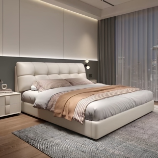 左已现代简约网红床欧式双人泡芙主卧大床储物卧室成套家具