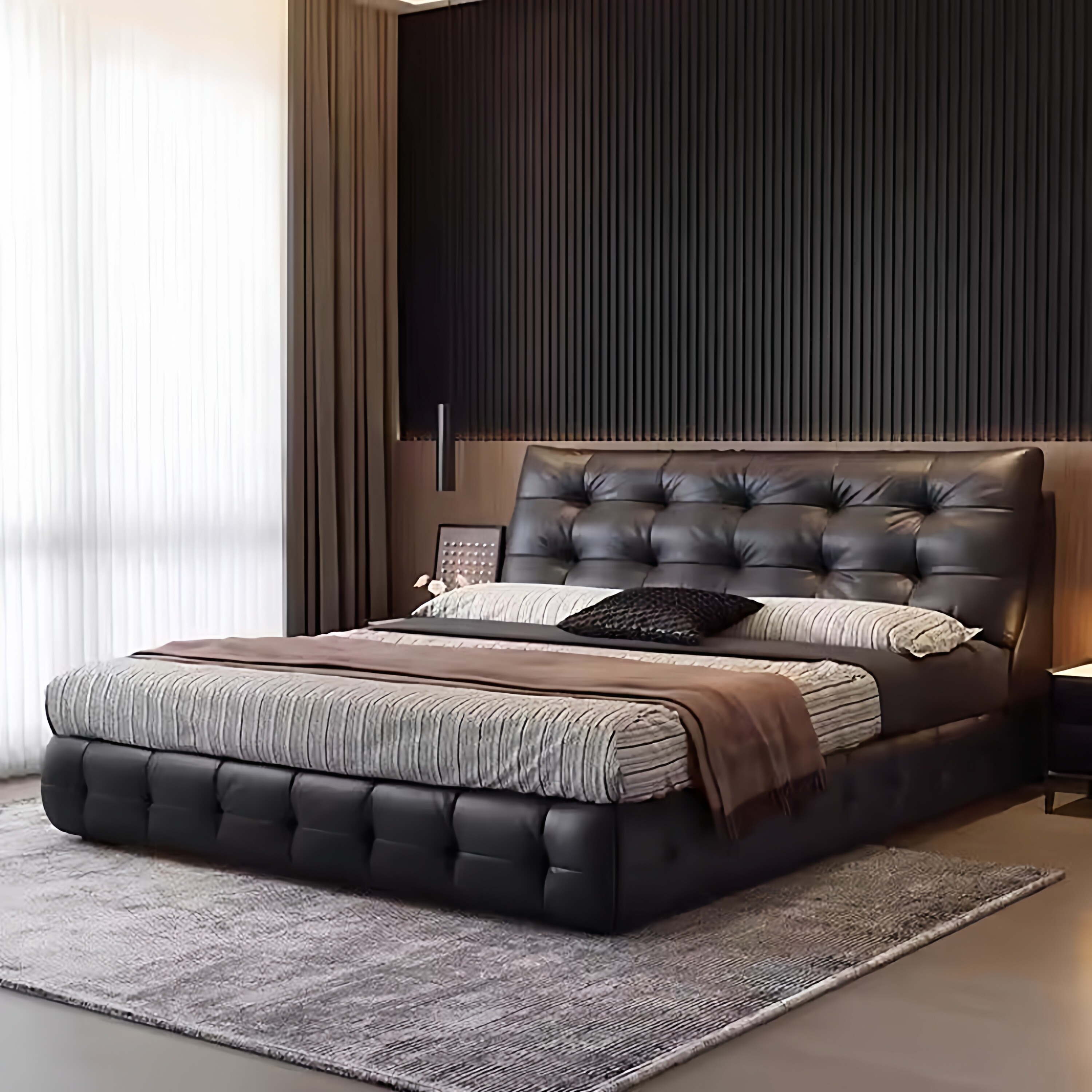 劳伦斯云朵真皮床主卧室大床2026新款软包婚床现代轻奢双人高箱床