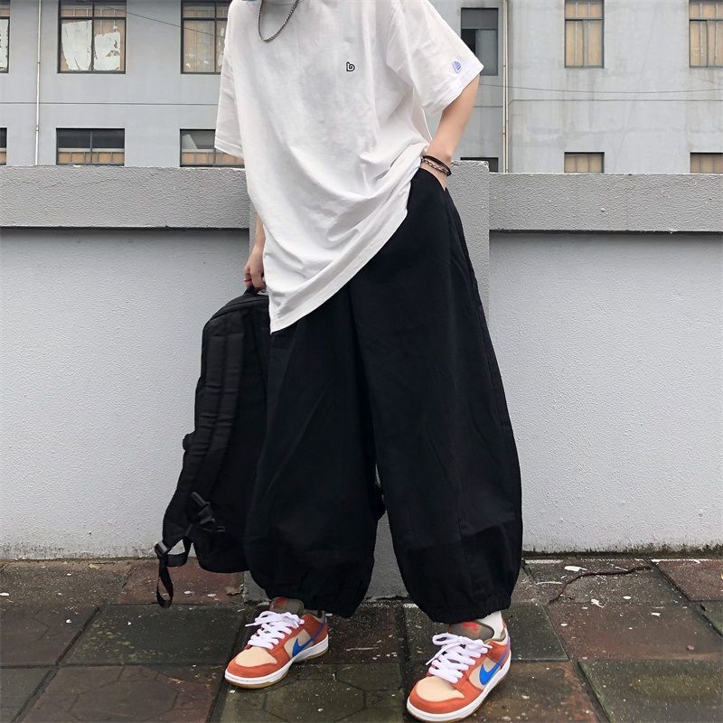 美式复古束脚工装裤女学生宽松