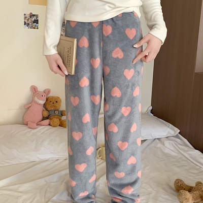 法兰绒加绒加厚保暖珊瑚绒睡裤
