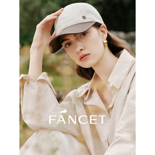 FANCET凡饰亚麻PU棒球帽男女休闲