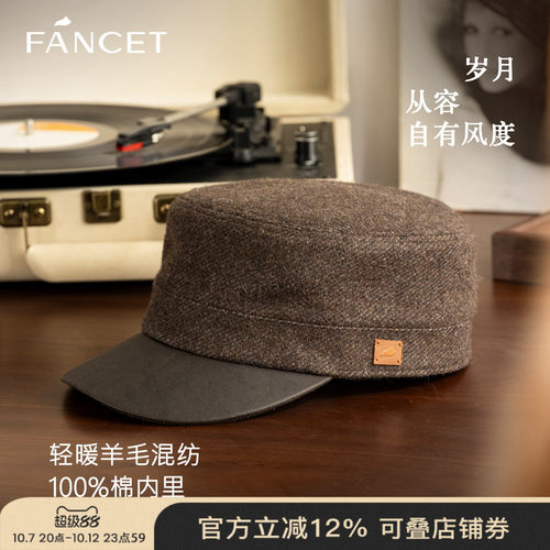 FANCET春秋中老年男士平顶鸭舌帽