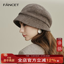 FANCET帽子女士冬季 显瘦脸小保暖盆帽贝雷帽 羊毛呢渔夫帽百搭时尚