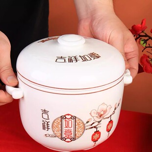 陶瓷炖盅家用隔水炖盅双耳双盖汤盅燕窝盅复古中国风大容量一人份