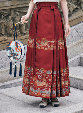 固执2024夏季新款中国风提花百褶一片式长款马面裙20942BQ08970